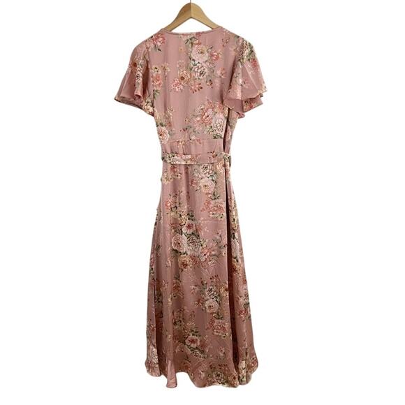 Dress Forum Los Angeles Pink Floral Faux Wrap Dress Size Small NEW - Picture 2 of 10